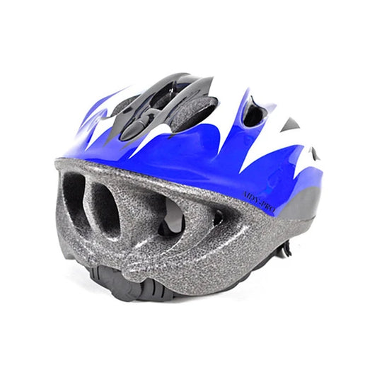 Casco aerodinámico liviano blanco con azul y negro